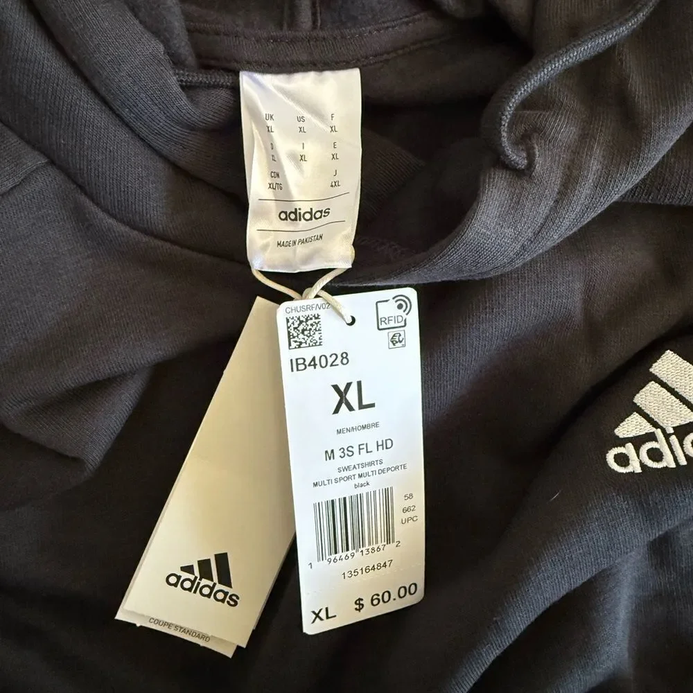 Adidas Three Stripe Hoodie Black  XL NWT IN PACKAGE